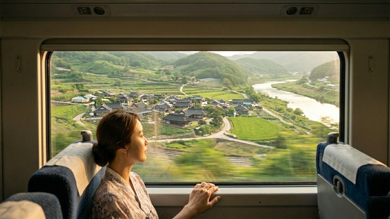 Mugunghwa Family Cabin semi-private compartment with facing seats and central table