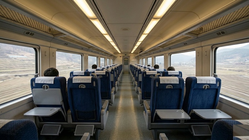 Mugunghwa Udeungseok upgraded class interior with wide reclining seats in a 2+1 layout